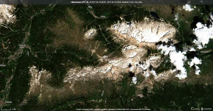 Immagini satellitari della Marmolada